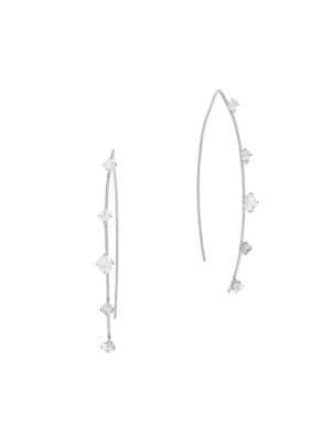 Etienne Aigner Cz Teasures Update Silvertone Threader Earrings