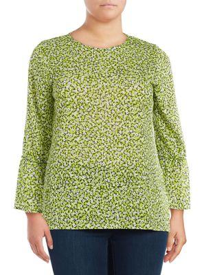 Michael Michael Kors Plus Collage Floral Bell-sleeve Top