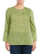 Michael Michael Kors Plus Collage Floral Bell-sleeve Top