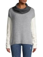 Lord & Taylor Cowl-neck Colorblock Cashmere Sweater