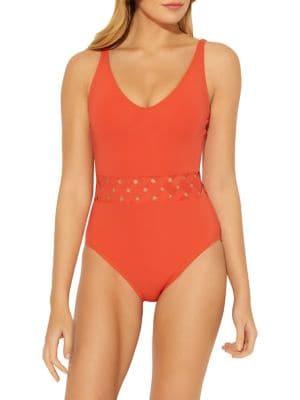 Bleu Rod Beattie Lattice Paneled One-piece Swimsuit