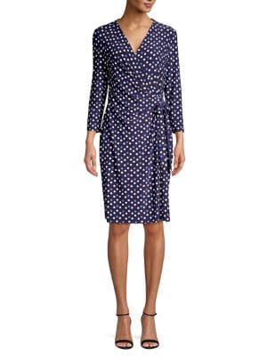 Anne Klein Polka-dotted Wrap Dress