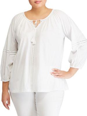 Lauren Ralph Lauren Plus Crinkled Cotton Top