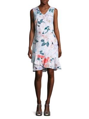 Calvin Klein Floral Ruffle-hem Dress
