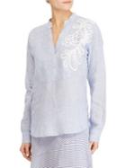 Lauren Ralph Lauren Petite Embroidered Linen Shirt