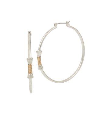 Robert Lee Morris Collection Blue Note Wire Wrap Hoop Earrings