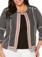 Rafaella Plus Woven Striped Textured Topper Jacket