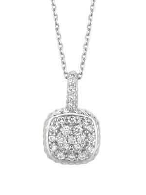 Morris & David 14k White Gold Diamond Square Pendant Necklace