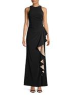 Betsy & Adam Cascading Ruffle Accent Gown
