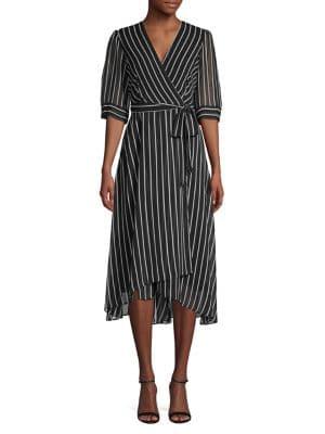 Gabby Skye Striped Kimono A-line Dress