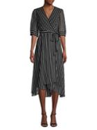 Gabby Skye Striped Kimono A-line Dress