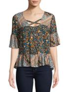Bcbgeneration Floral Ruffle-trimmed Blouse
