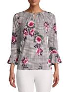 Ivanka Trump Three-quarter Sleeve Floral Top