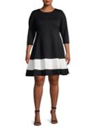 Eliza J Plus Color Block Hem Fit-&-flare Dress