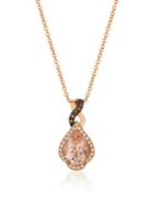 Levian 0.13tcw Diamonds, Morganite And 14k Rose Gold Chocolatier Pendant Necklace