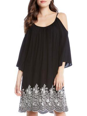Karen Kane Embroidered Cold-shoulder Shift Dress