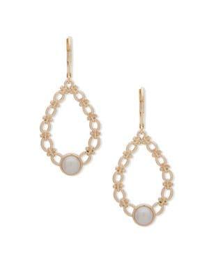 Anne Klein Faux Pearl Cut-out Drop Earrings