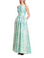 Adrianna Papell Fitted Floral Ball Gown