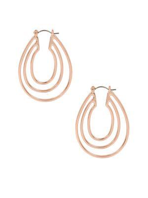 Bcbgeneration Platinum Rose Hoop Earrings