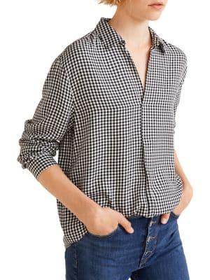 Mango Gingham Flowy Long-sleeve Shirt