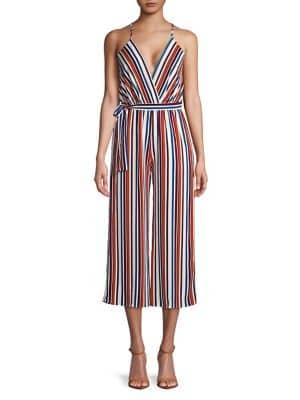 Design Lab Striped V-neck Jumpsuit