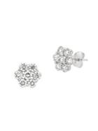 Morris & David Diamond And 14k White Gold Floral Stud Earrings