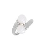 Lord & Taylor 7.5mm White Oval Freshwater Pearl And Sterling Silver Ring