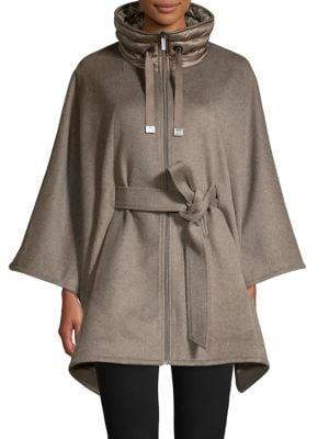 Ellen Tracy Belted Wool-blend Cape