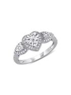 Sonatina Sterling Silver 0.33 Tcw Diamond Triple Heart 3-stone Ring