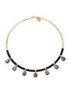 Robert Lee Morris Soho Leather-wrapped Stone Collar Necklace
