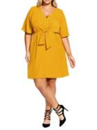 City Chic Plus Front Tie Fit-&-flare Dress
