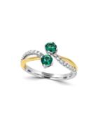 Effy Brasilica Diamonds, Emerald, 14k White Gold And 14k Yellow Gold Bypass Ring