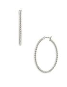 Lauren Ralph Lauren Perfect Pieces Silver Twisted Hoop Earrings-1.6in