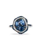 Marco Moore Diamond And Sapphire 14k White Gold Ring, 0.10 Tcw