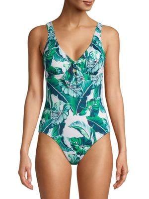 Tommy Bahama Breezy Palms Reversible Tie-front 1-piece Swimsuit