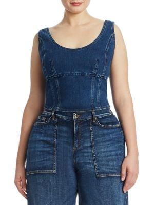 Ashley Graham X Marina Rinaldi Plus Becher Stretch Denim Top