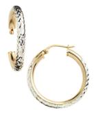 Lord & Taylor 18 Kt Gold Over Sterling Silver Textured Hoop Earrings