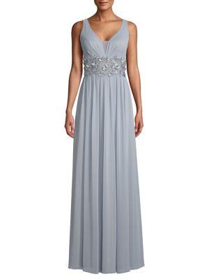 Betsy & Adam Embellished Floral Gown