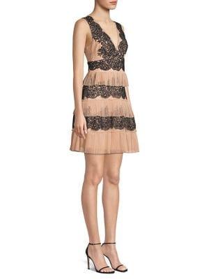 Bcbgmaxazria Tiered Lace Dress