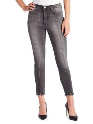 William Rast Sculpted Skinny High Rise Frayed Notch-hem Jeans