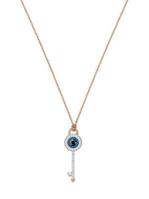 Swarovski Rose-goldtone And Crystal Duo Evil Eye Pendant