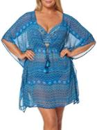 Bleu Rod Beattie Plus Printed Tassel Coverup