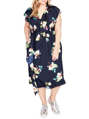 Rachel Rachel Roy Plus Floral Wrapped Midi Dress