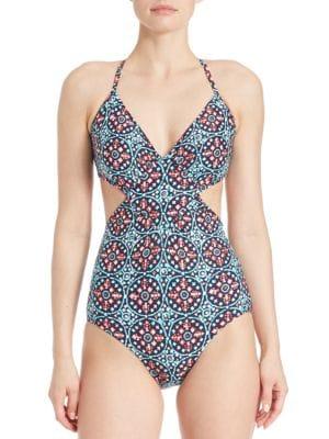 Michael Michael Kors Medallion Print Cutout Maillot