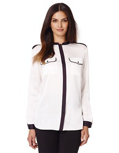 Jones New York Signature Womens Plus Long-sleeve Color-block Blouse