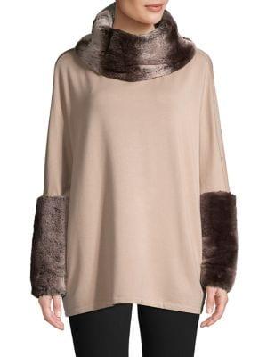 Premise Faux Fur Turtleneck Top