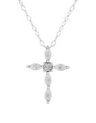 Lord & Taylor Diamond And Sterling Silver Cross Pendant Chain