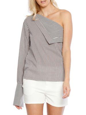 Walter Baker Reggies Striped One-shoulder Top