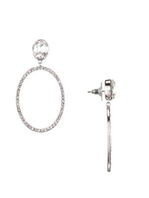 Nina Shelby Crystal Oval Hoop Drop Earrings