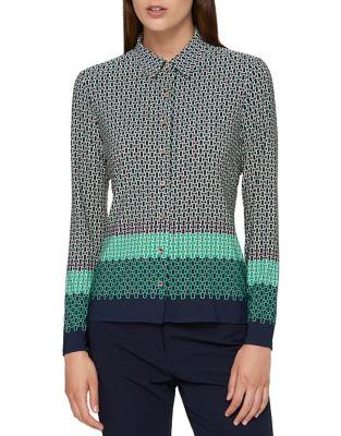 Tommy Hilfiger Chain Link-print Collared Blouse